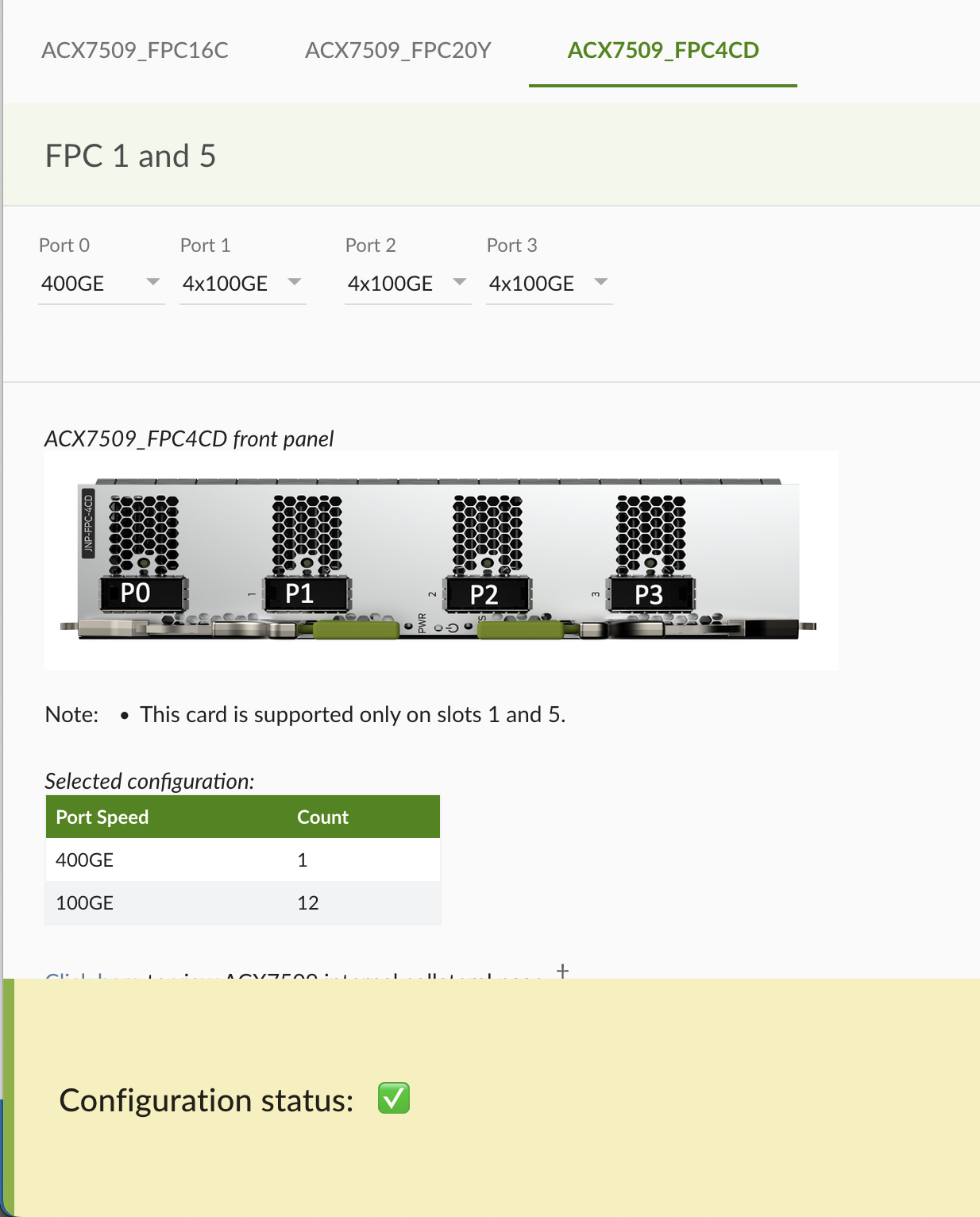 ACX7509-FPC-4CD Different options in the port checker