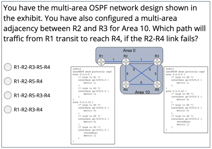 OSPF question from the JNCIP-SP practice exam