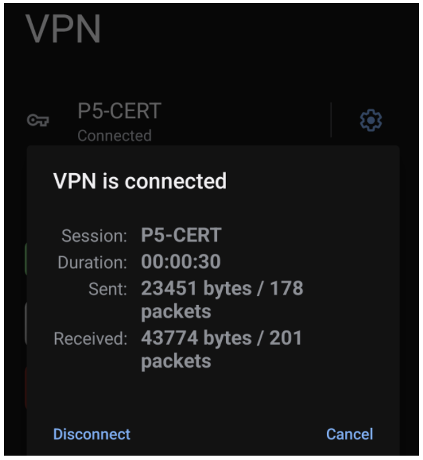 Connected VPN Status