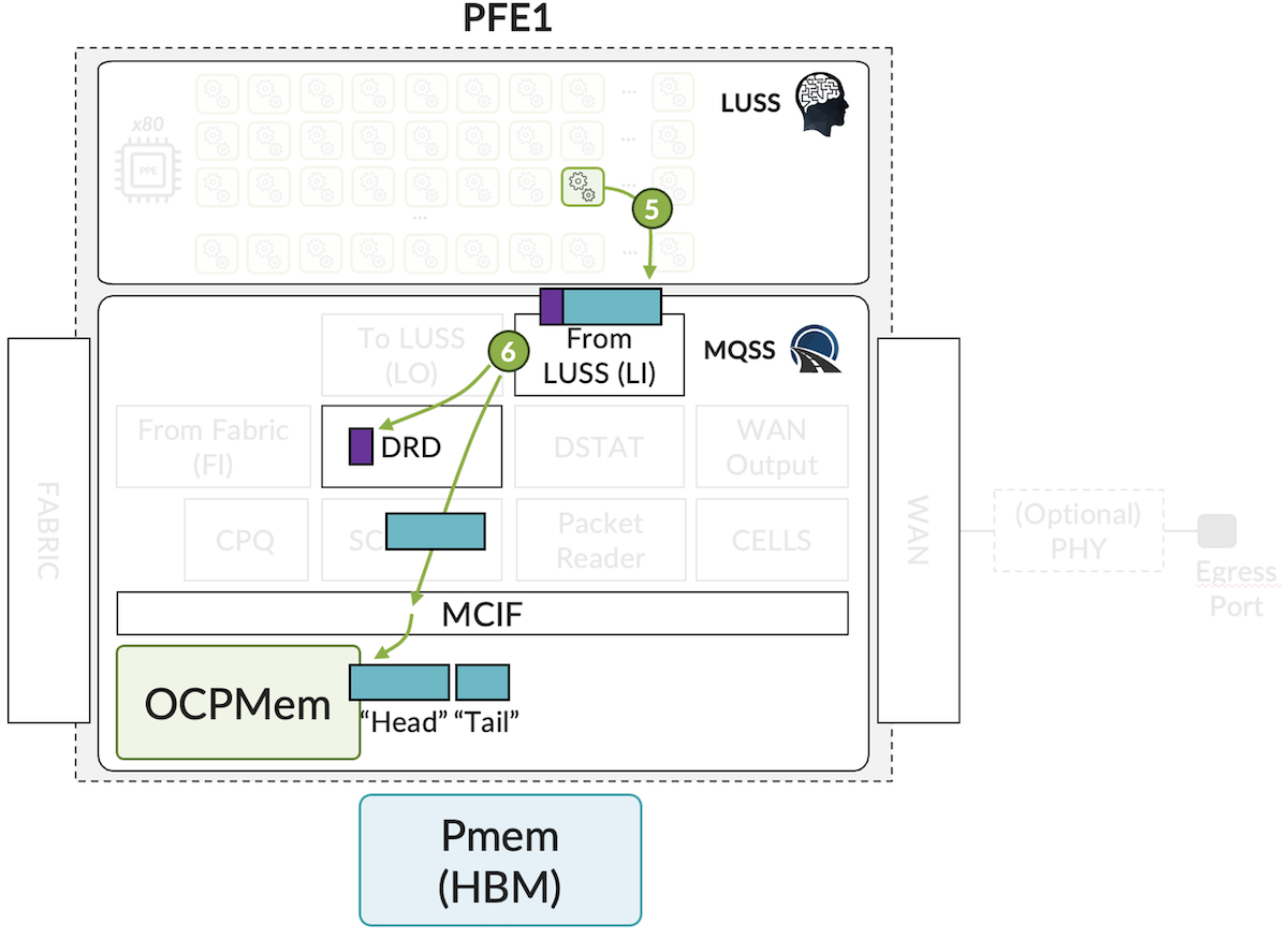 Egress PFE Packet Walkthrough -- Steps 5 and 6 in MQSS
